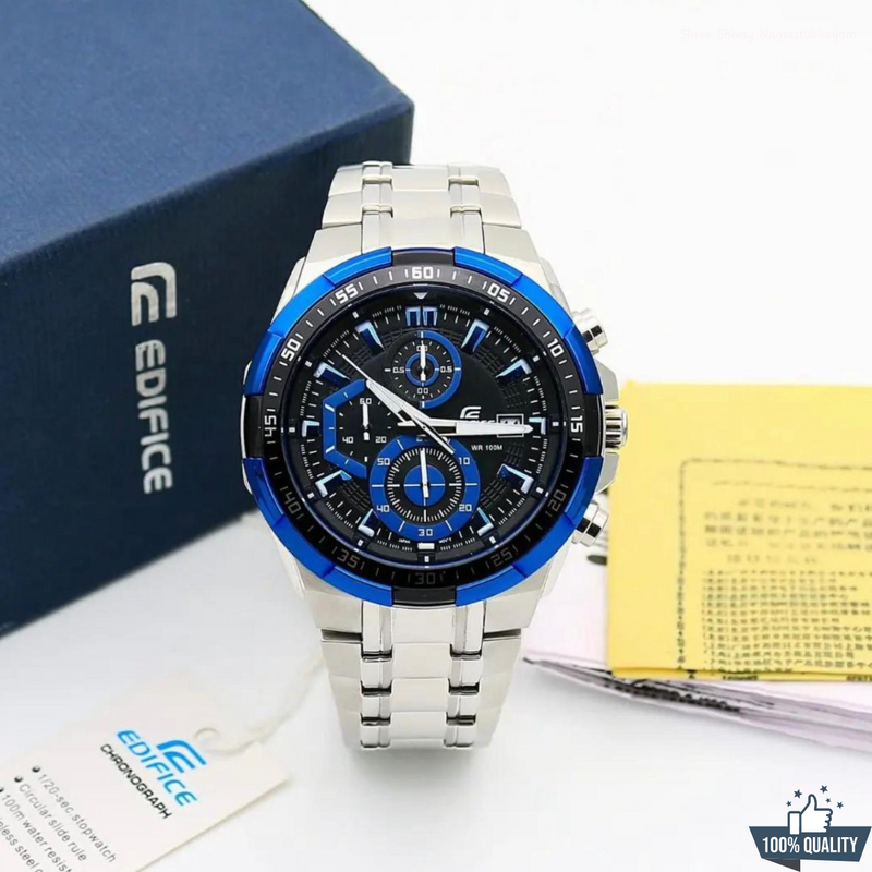 EDIGICE 1A2110239 Silver Blue Dial Watch.