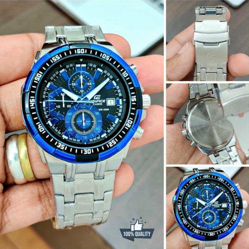 EDIGICE 1A2110239 Silver Blue Dial Watch.