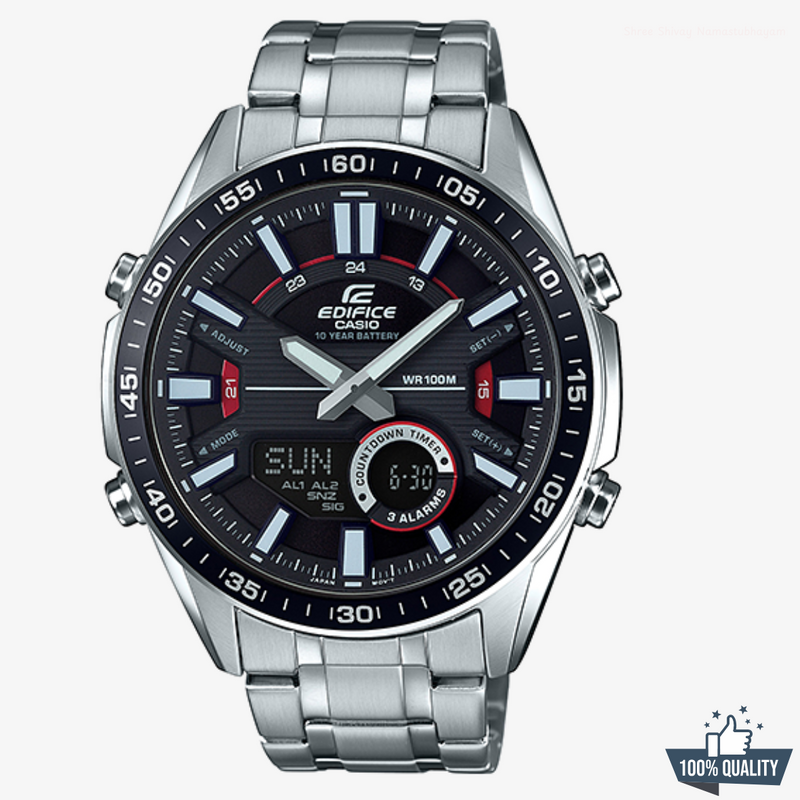 G -1A2110 Edifice Stainless Steal Black Dial.